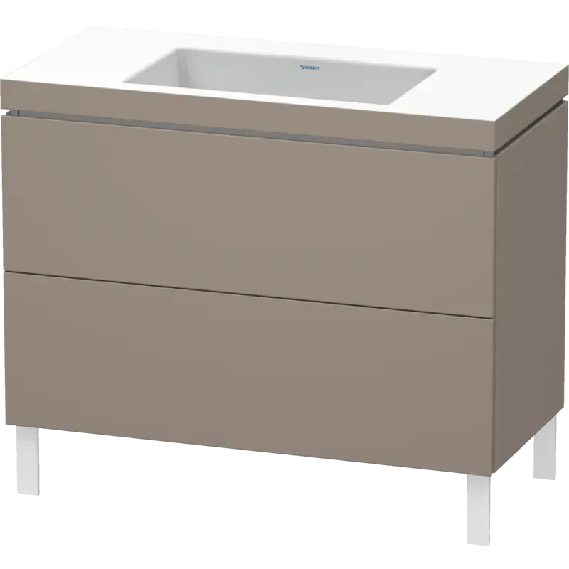 Duravit L-Cube 39" x 27" x 19" Basalt Two Drawer C-Bonded Floorstanding Vanity Kit (LC6938N4343)