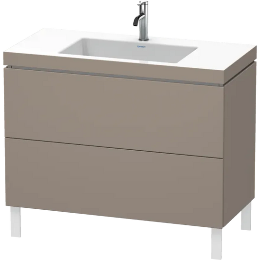 Duravit L-Cube 39" x 27" x 19" Basalt Two Drawer C-Bonded Floorstanding Vanity Kit (LC6938O4343)