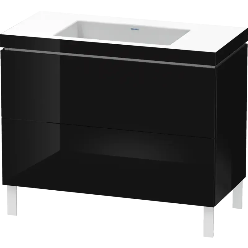 Duravit L-Cube 39" x 27" x 19" Black Two Drawer C-Bonded Floorstanding Vanity Kit (LC6938N4040)