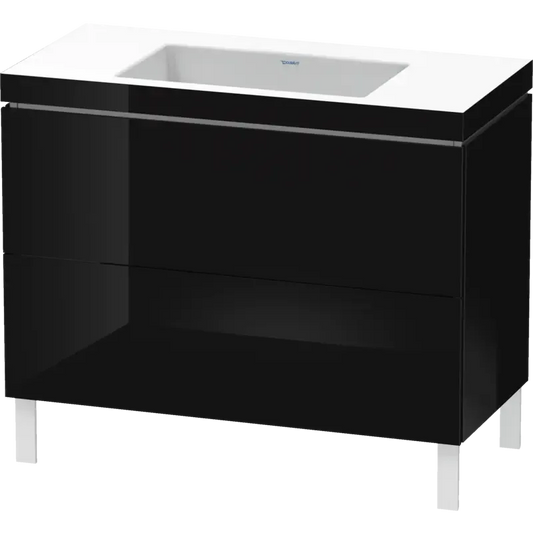 Duravit L-Cube 39" x 27" x 19" Black Two Drawer C-Bonded Floorstanding Vanity Kit (LC6938N4040)