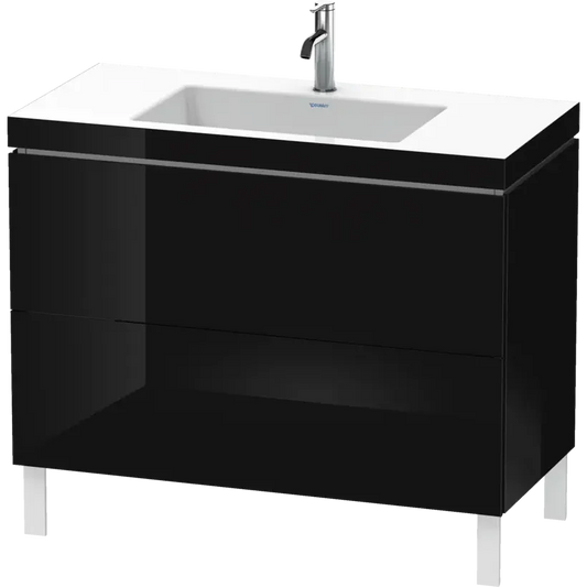 Duravit L-Cube 39" x 27" x 19" Black Two Drawer C-Bonded Floorstanding Vanity Kit (LC6938O4040)