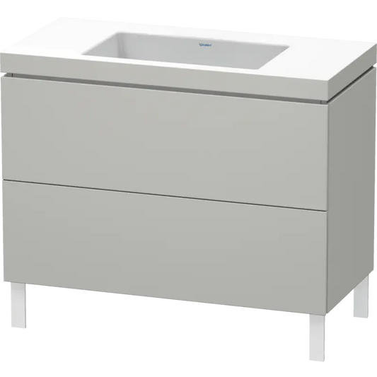 Duravit L-Cube 39" x 27" x 19" Concrete Gray Two Drawer C-Bonded Floorstanding Vanity Kit (LC6938N0707)