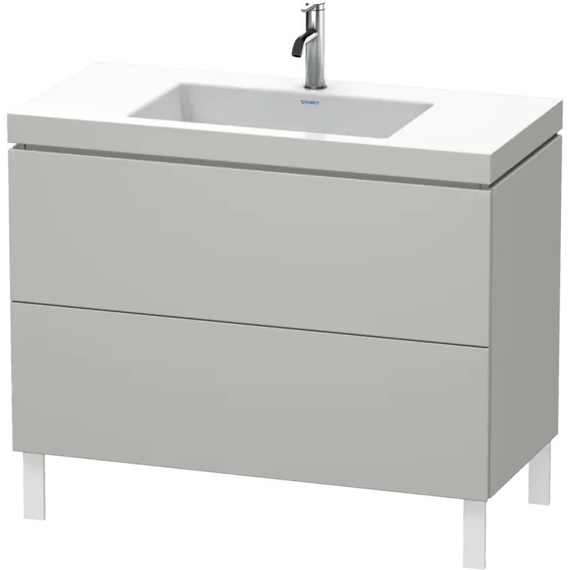 Duravit L-Cube 39" x 27" x 19" Concrete Gray Two Drawer C-Bonded Floorstanding Vanity Kit (LC6938O0707)
