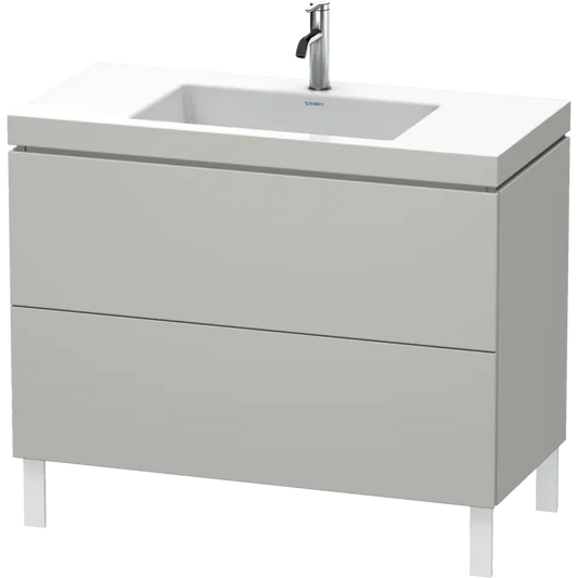 Duravit L-Cube 39" x 27" x 19" Concrete Gray Two Drawer C-Bonded Floorstanding Vanity Kit (LC6938O0707)