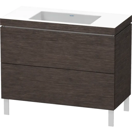 Duravit L-Cube 39" x 27" x 19" Dark Brushed Oak Two Drawer C-Bonded Floorstanding Vanity Kit (LC6938N7272)