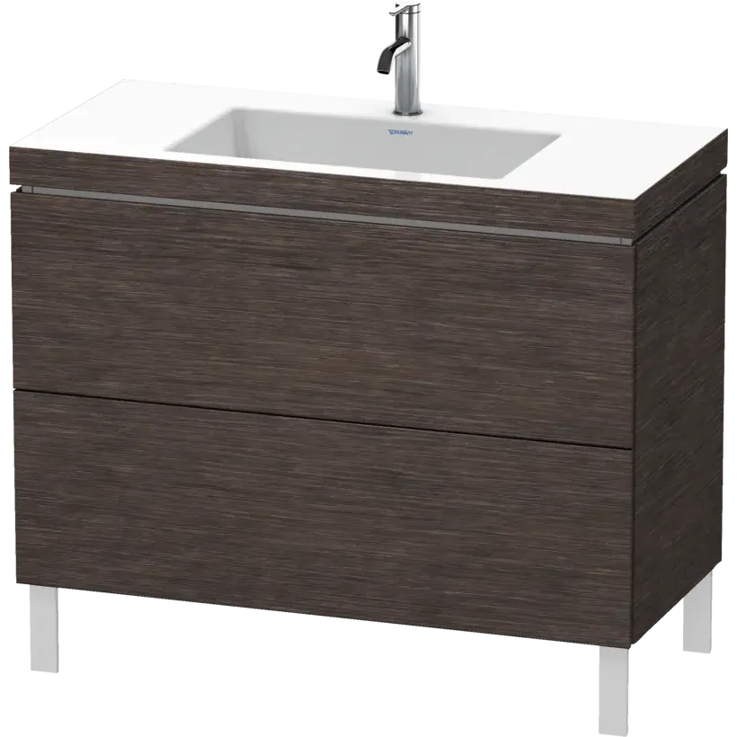 Duravit L-Cube 39" x 27" x 19" Dark Brushed Oak Two Drawer C-Bonded Floorstanding Vanity Kit (LC6938O7272)