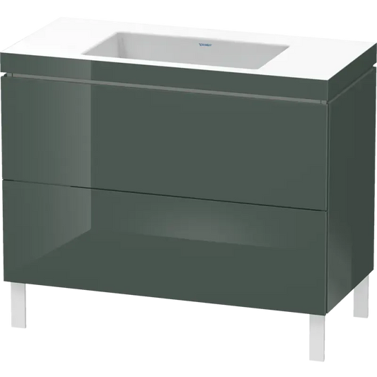 Duravit L-Cube 39" x 27" x 19" Dolomite Gray Two Drawer C-Bonded Floorstanding Vanity Kit (LC6938N3838)