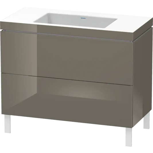 Duravit L-Cube 39" x 27" x 19" Flannel Gray Two Drawer C-Bonded Floorstanding Vanity Kit (LC6938N8989)