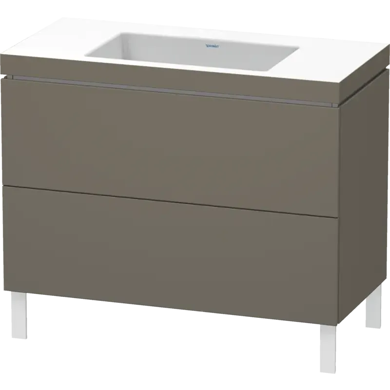 Duravit L-Cube 39" x 27" x 19" Flannel Gray Two Drawer C-Bonded Floorstanding Vanity Kit (LC6938N9090)