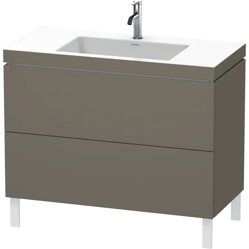 Duravit L-Cube 39" x 27" x 19" Flannel Gray Two Drawer C-Bonded Floorstanding Vanity Kit (LC6938O9090)