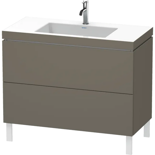 Duravit L-Cube 39" x 27" x 19" Flannel Gray Two Drawer C-Bonded Floorstanding Vanity Kit (LC6938O9090)