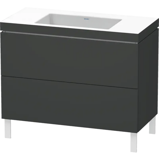 Duravit L-Cube 39" x 27" x 19" Graphite Two Drawer C-Bonded Floorstanding Vanity Kit (LC6938N4949)