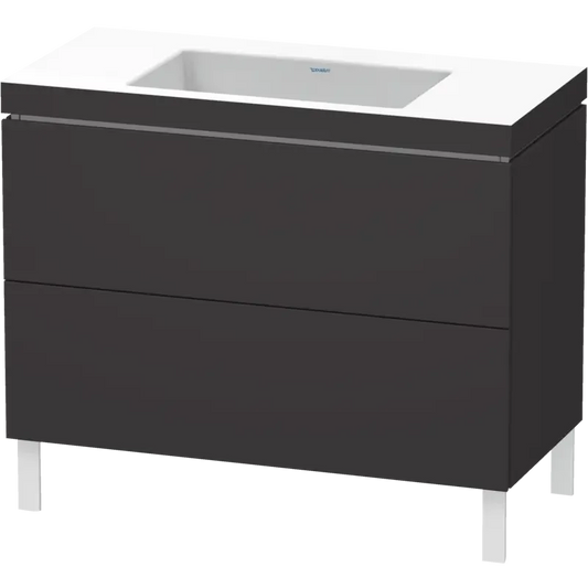 Duravit L-Cube 39" x 27" x 19" Graphite Two Drawer C-Bonded Floorstanding Vanity Kit (LC6938N8080)