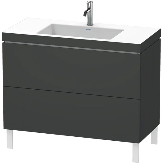 Duravit L-Cube 39" x 27" x 19" Graphite Two Drawer C-Bonded Floorstanding Vanity Kit (LC6938O4949)