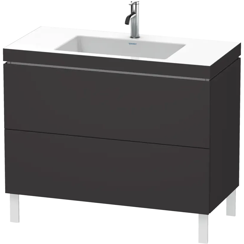 Duravit L-Cube 39" x 27" x 19" Graphite Two Drawer C-Bonded Floorstanding Vanity Kit (LC6938O8080)