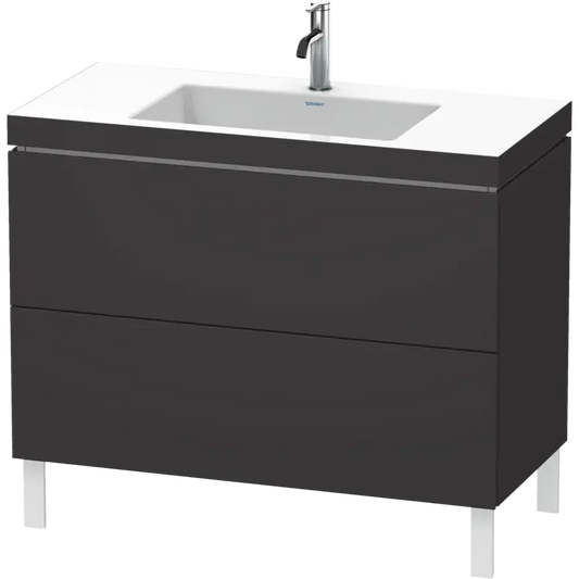 Duravit L-Cube 39" x 27" x 19" Graphite Two Drawer C-Bonded Floorstanding Vanity Kit (LC6938O8080)