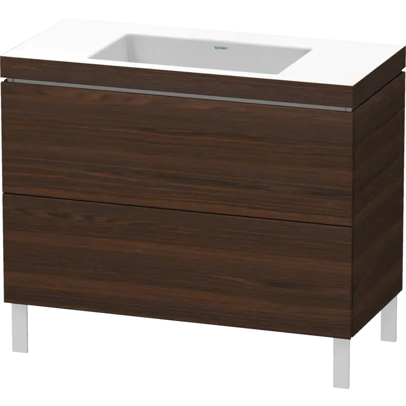 Duravit L-Cube 39" x 27" x 19" Walnut Brushed Two Drawer C-Bonded Floorstanding Vanity Kit (LC6938N6969)