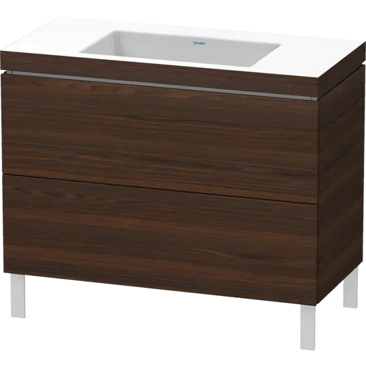 Duravit L-Cube 39" x 27" x 19" Walnut Brushed Two Drawer C-Bonded Floorstanding Vanity Kit (LC6938N6969)