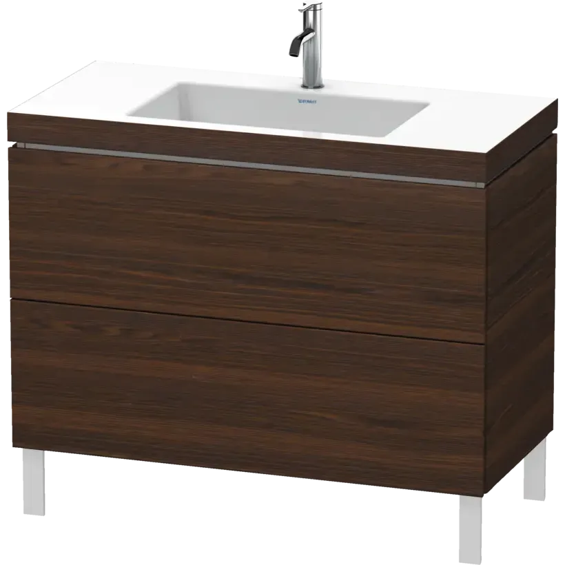 Duravit L-Cube 39" x 27" x 19" Walnut Brushed Two Drawer C-Bonded Floorstanding Vanity Kit (LC6938O6969)