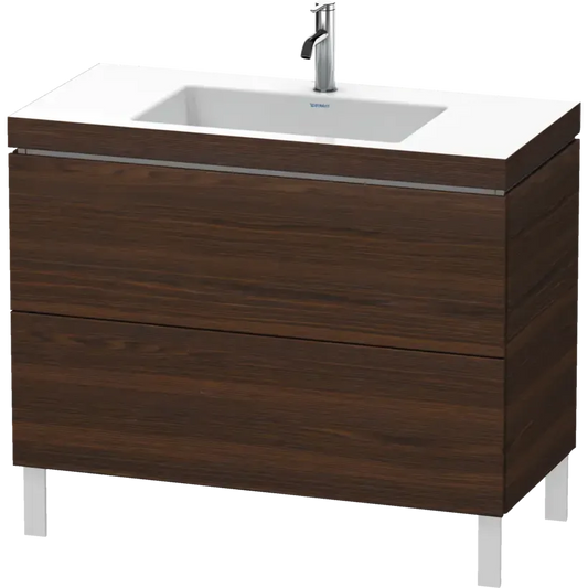 Duravit L-Cube 39" x 27" x 19" Walnut Brushed Two Drawer C-Bonded Floorstanding Vanity Kit (LC6938O6969)