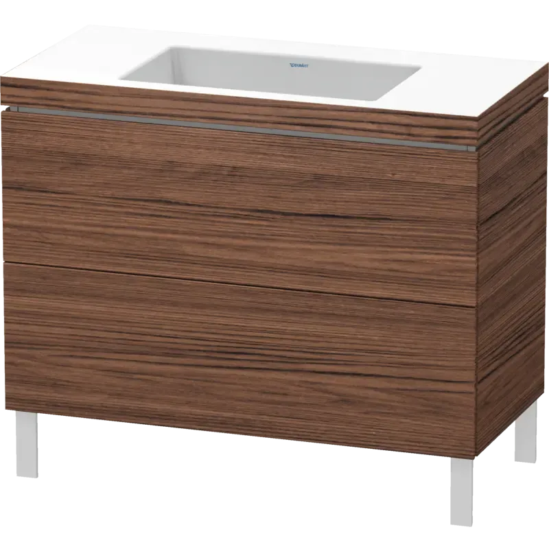 Duravit L-Cube 39" x 27" x 19" Walnut Dark Two Drawer C-Bonded Floorstanding Vanity Kit (LC6938N2121)