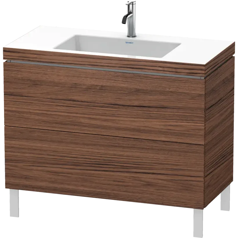 Duravit L-Cube 39" x 27" x 19" Walnut Dark Two Drawer C-Bonded Floorstanding Vanity Kit (LC6938O2121)