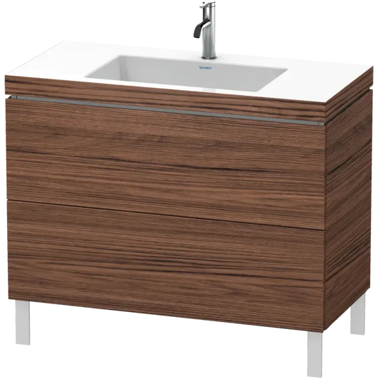 Duravit L-Cube 39" x 27" x 19" Walnut Dark Two Drawer C-Bonded Floorstanding Vanity Kit (LC6938O2121)