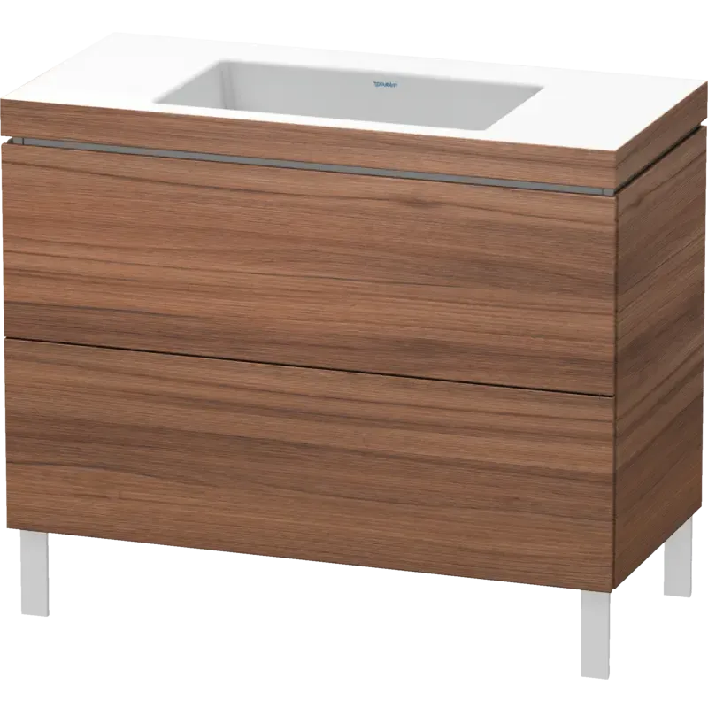 Duravit L-Cube 39" x 27" x 19" Walnut Two Drawer C-Bonded Floorstanding Vanity Kit (LC6938N7979)