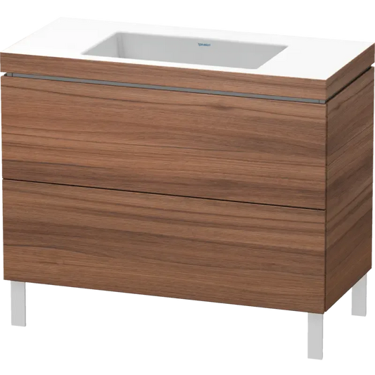 Duravit L-Cube 39" x 27" x 19" Walnut Two Drawer C-Bonded Floorstanding Vanity Kit (LC6938N7979)