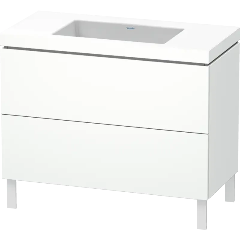 Duravit L-Cube 39" x 27" x 19" White Two Drawer C-Bonded Floorstanding Vanity Kit (LC6938N1818)