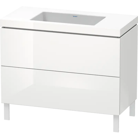 Duravit L-Cube 39" x 27" x 19" White Two Drawer C-Bonded Floorstanding Vanity Kit (LC6938N2222)