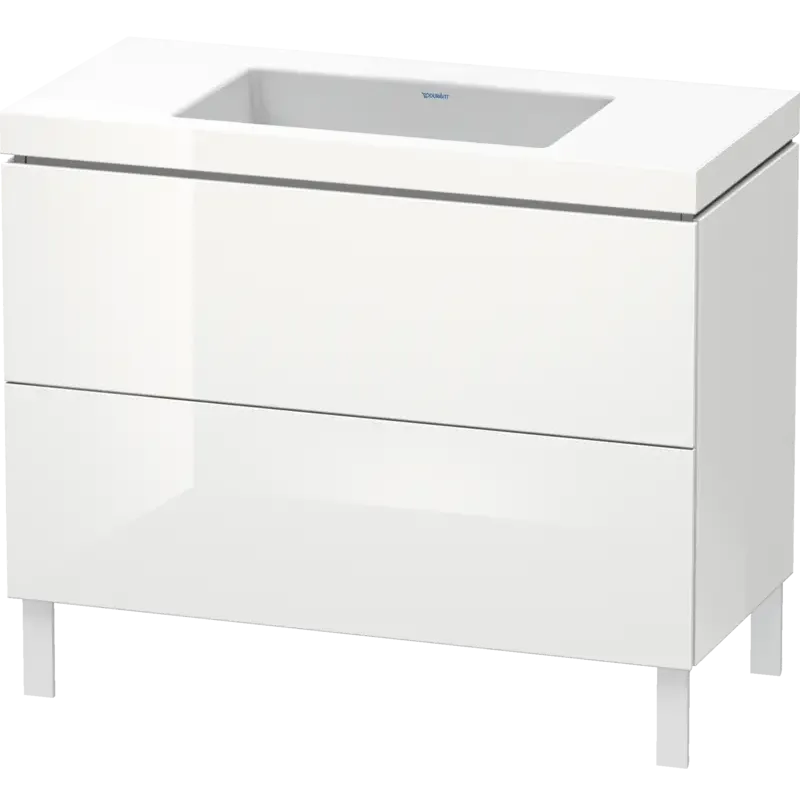 Duravit L-Cube 39" x 27" x 19" White Two Drawer C-Bonded Floorstanding Vanity Kit (LC6938N8585)