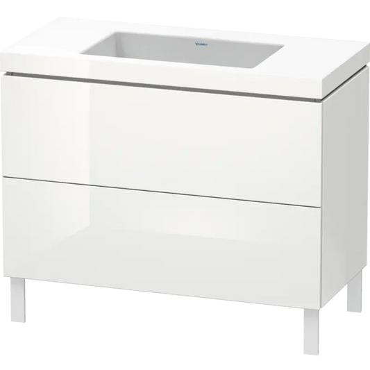 Duravit L-Cube 39" x 27" x 19" White Two Drawer C-Bonded Floorstanding Vanity Kit (LC6938N8585)