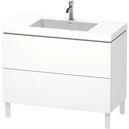 Duravit L-Cube 39" x 27" x 19" White Two Drawer C-Bonded Floorstanding Vanity Kit (LC6938O1818)