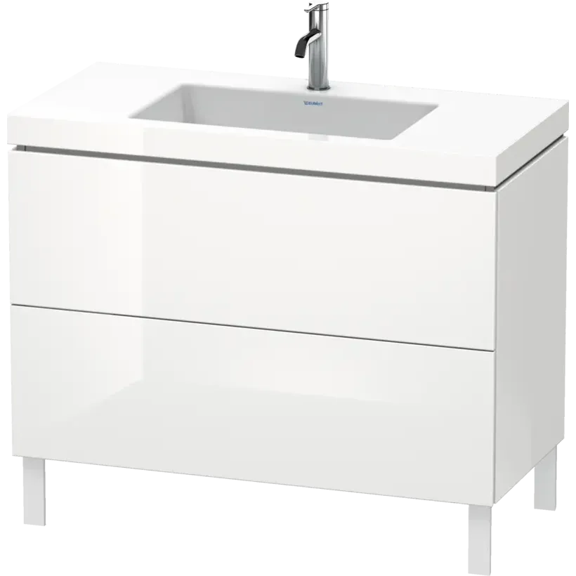 Duravit L-Cube 39" x 27" x 19" White Two Drawer C-Bonded Floorstanding Vanity Kit (LC6938O2222)