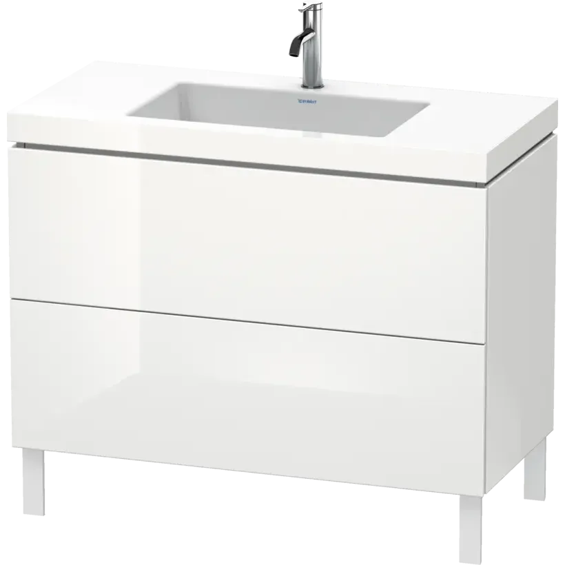 Duravit L-Cube 39" x 27" x 19" White Two Drawer C-Bonded Floorstanding Vanity Kit (LC6938O8585)
