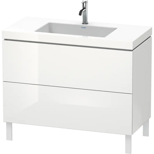 Duravit L-Cube 39" x 27" x 19" White Two Drawer C-Bonded Floorstanding Vanity Kit (LC6938O8585)