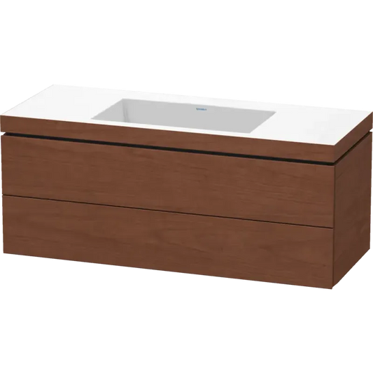 Duravit L-Cube 47" x 20" x 19" American Walnut Two Drawer C-Bonded Wall-Mount Vanity Kit (LC6929N1313)
