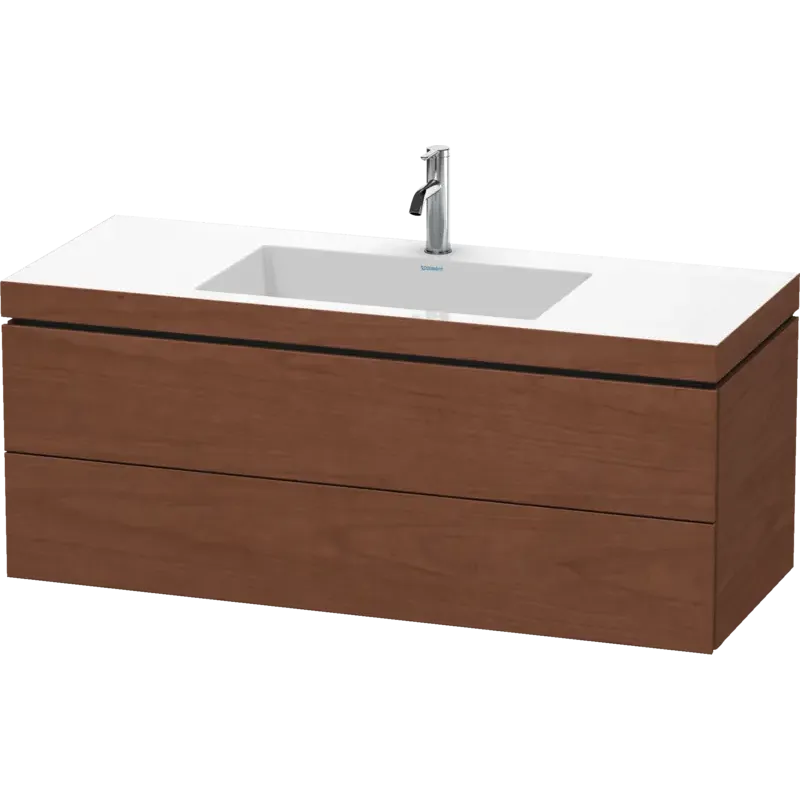Duravit L-Cube 47" x 20" x 19" American Walnut Two Drawer C-Bonded Wall-Mount Vanity Kit (LC6929O1313)