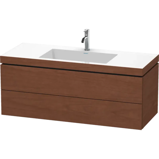 Duravit L-Cube 47" x 20" x 19" American Walnut Two Drawer C-Bonded Wall-Mount Vanity Kit (LC6929O1313)