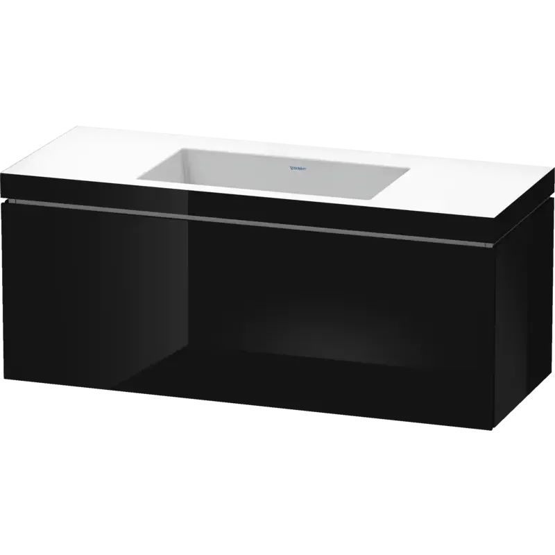 Duravit L-Cube 47" x 20" x 19" Black One Drawer C-Bonded Wall-Mount Vanity Kit (LC6919N4040)