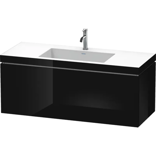 Duravit L-Cube 47" x 20" x 19" Black One Drawer C-Bonded Wall-Mount Vanity Kit (LC6919O4040)