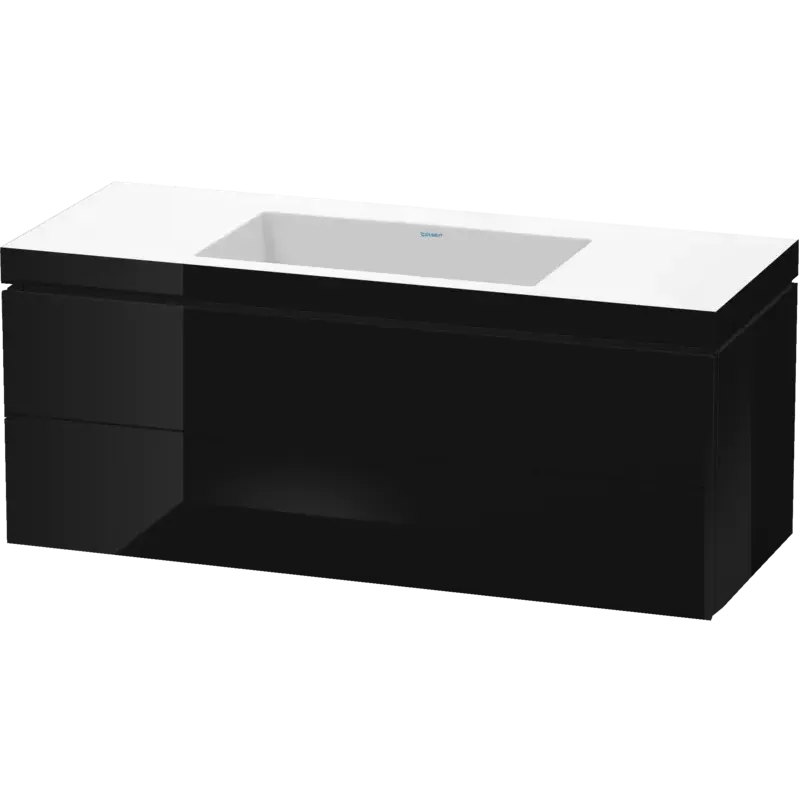 Duravit L-Cube 47" x 20" x 19" Black Two Drawer C-Bonded Wall-Mount Vanity Kit (LC6929N4040)