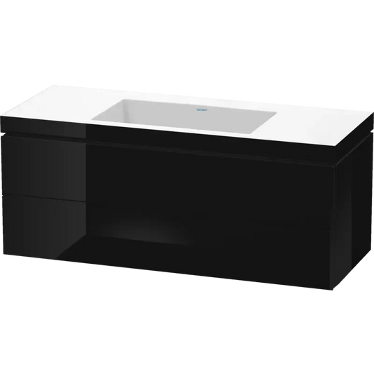 Duravit L-Cube 47" x 20" x 19" Black Two Drawer C-Bonded Wall-Mount Vanity Kit (LC6929N4040)
