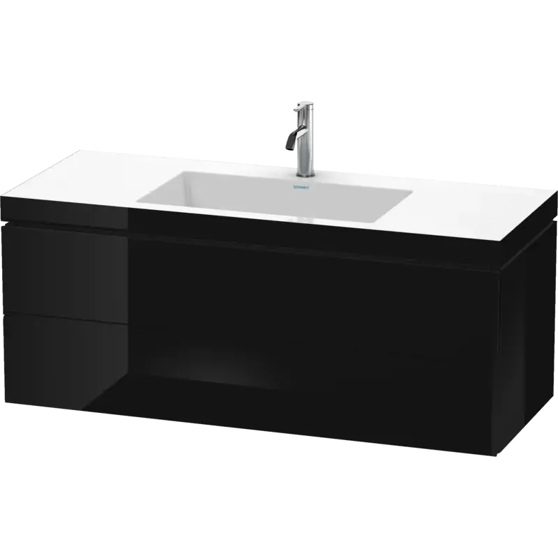 Duravit L-Cube 47" x 20" x 19" Black Two Drawer C-Bonded Wall-Mount Vanity Kit (LC6929O4040)