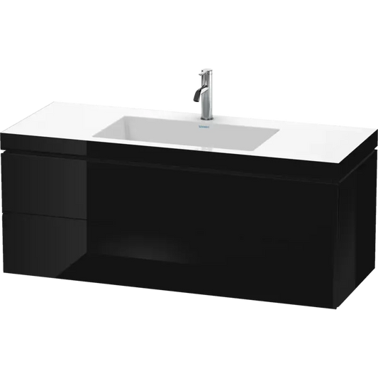 Duravit L-Cube 47" x 20" x 19" Black Two Drawer C-Bonded Wall-Mount Vanity Kit (LC6929O4040)