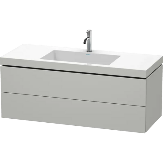 Duravit L-Cube 47" x 20" x 19" Concrete Gray Two Drawer C-Bonded Wall-Mount Vanity Kit (LC6929O0707)