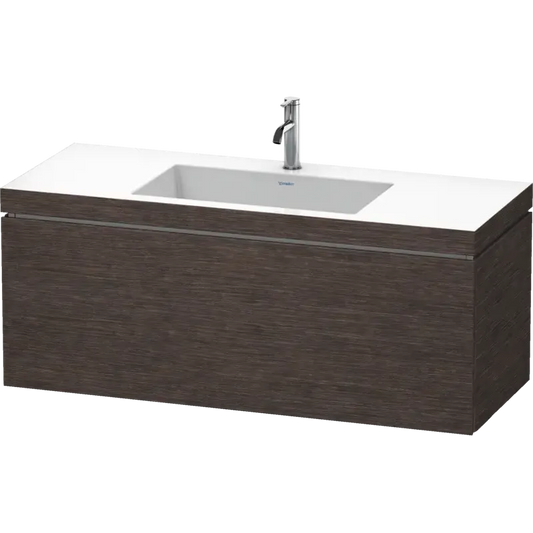 Duravit L-Cube 47" x 20" x 19" Dark Brushed Oak One Drawer C-Bonded Wall-Mount Vanity Kit (LC6919O7272)