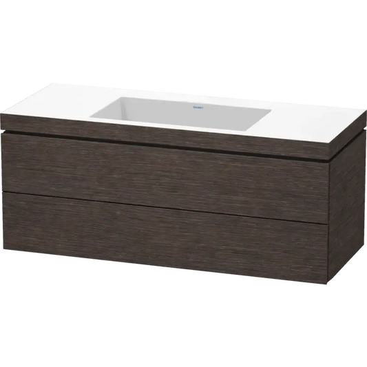 Duravit L-Cube 47" x 20" x 19" Dark Brushed Oak Two Drawer C-Bonded Wall-Mount Vanity Kit (LC6929N7272)