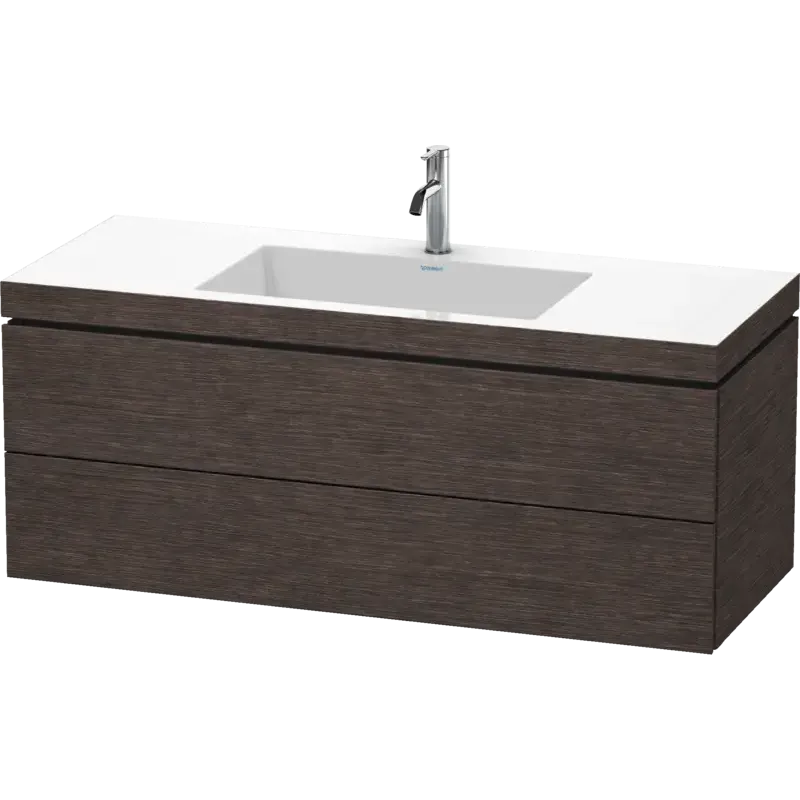 Duravit L-Cube 47" x 20" x 19" Dark Brushed Oak Two Drawer C-Bonded Wall-Mount Vanity Kit (LC6929O7272)
